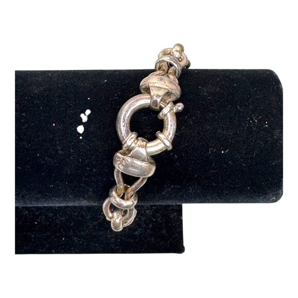 Vintage Estate Sterling Silver 925 Horseshoe Horse Bit Link Chain Bracelet 26.5g - Picture 2 of 4